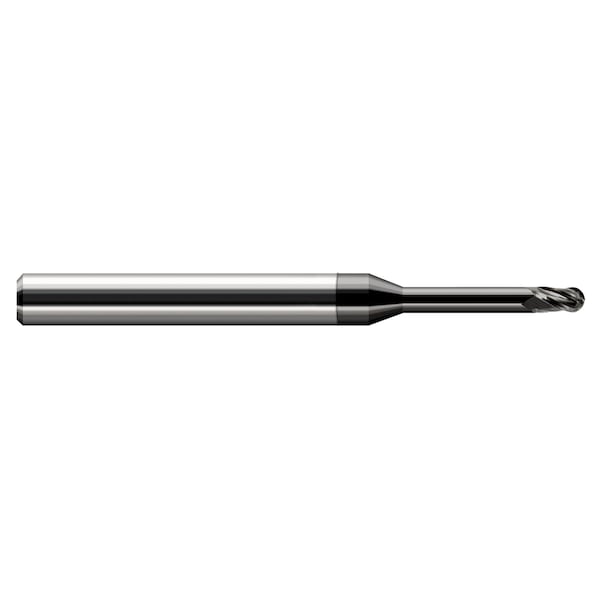 Miniature End Mill - Ball - Long Reach, Stub Flute 0.0600" Cutter DIA x 0.0900" Length of Cut